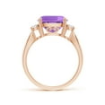 thumbnail image 2 of ANGARA Natural Cushion 3.65 ct Amethyst Solitaire Ring with Diamond Accents in 14K Rose Gold for Women (Size-10mm) | February Birthstone, Anniversary, Jewelry Gift for Women | Natural Amethyst Ring, 2 of 9
