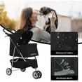 thumbnail image 3 of HYJY 3 Wheels Pet Stroller Dog Cat Cage Jogger Stroller for Medium Small Dogs Cats Travel Folding Carrier Waterproof Puppy Stroller with Cup Holder & Removable Liner,Black, 3 of 7