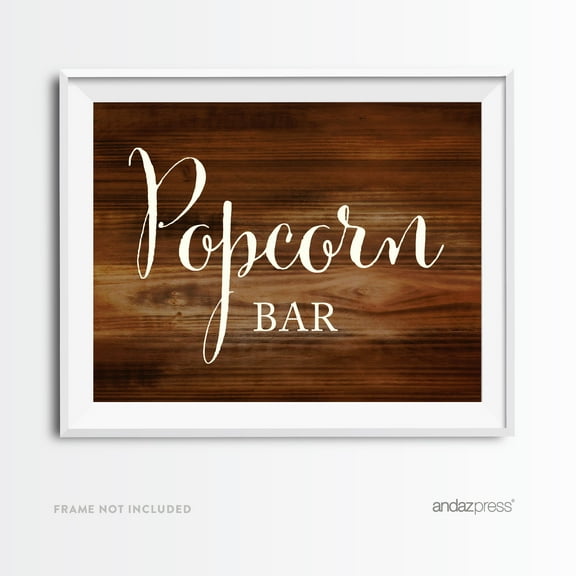Popcorn Bar Rustic Wood Wedding Party Signs