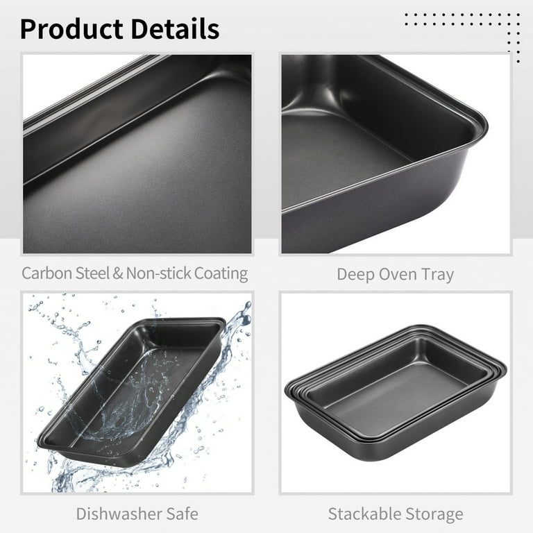 Coofit 4pcs Non-stick Carbon Steel Oven Tray Set, Deep