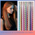 thumbnail image 2 of 50PCS Colored Hair Feather Extension, Colored Synthetic Hair Pieces for Women, Hairpieces Hair Braiding Kit Crochet Hook Hair Extensions Pliers with 100 Beads for Girls Women, 2 of 7