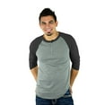 thumbnail image 2 of Mato & Hash 3 Button Henley Raglan T-Shirt 3/4 Sleeve - Heather Grey/Black CA5100 S, 2 of 4