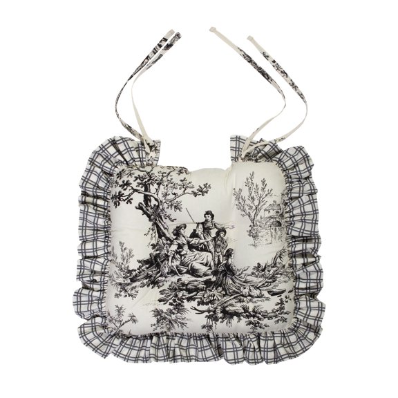 Bouvier Black - Toile Ruffled Chair Pad - Pack of 4