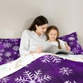 thumbnail image 5 of Manfei Chic Snowflakes Bedding Comforter Set, Merry Xmas Christmas Twin Comforter Sets, Purple White Bedding Set, Ultra Soft Home Decor, Reversible 2pcs, 5 of 8