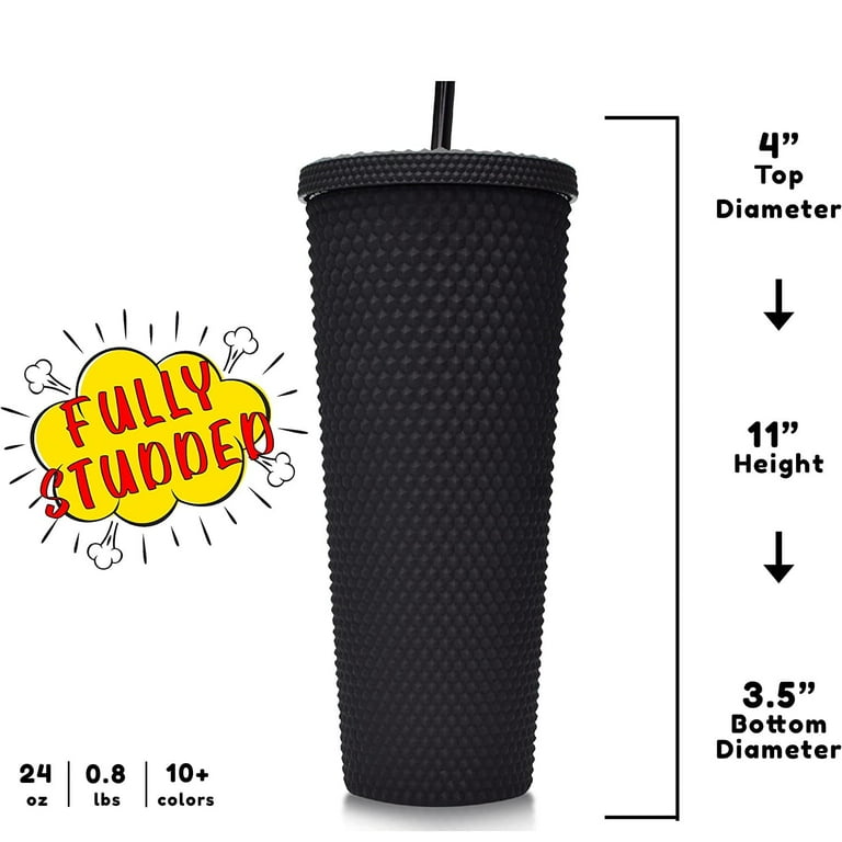 Yellow Starbucks Inspired Cup Studded Double Wall Tumbler With Lid and Straw  BPA Free Leak Proof Reusable Coffee Cup Venti 24oz 