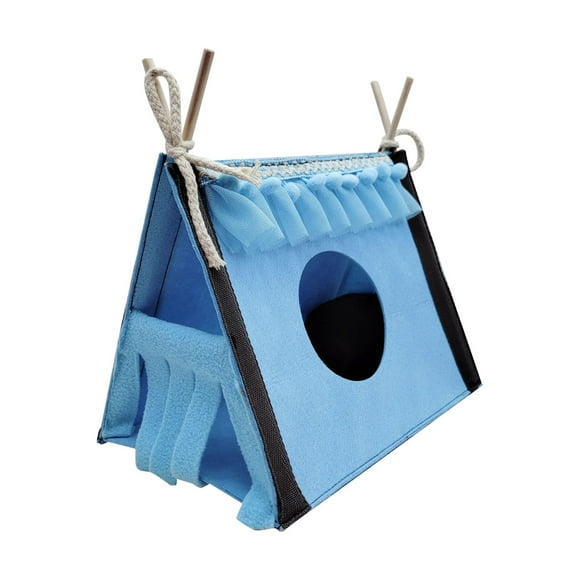 Hamster Triangle Hideaway Tent, Guinea Pig Hideout, Rabbit Rat Tunnel House, Small Animal Tube Toy, Warm Shelter, Pet Cage Accessories, Guinea Pig Bed (Blue)
