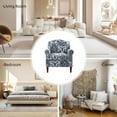 thumbnail image 4 of Upholstered Floral Armchair Set of 2 Single Lounge Sofa Accent Chair Nailhead Trim Wooden Legs Home Living Room Bedroom Navy, 4 of 7