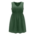thumbnail image 6 of Nmnitkp Plus Size Swimsuit Cover Up Dress, Women's V-Neck Sleeveless Eyelet Embroidery Beach Dress, Casual Summer Short Dress Army Green,XL, 6 of 6