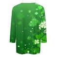 thumbnail image 4 of Diufon T-Shirts de la Saint-Patrick pour Femmes, Grande Taille, Imprimé Trèfle, Manches 3/4, Col Rond, 4 of 5