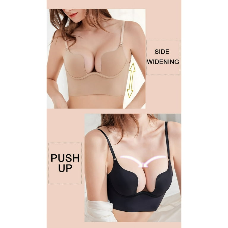 Push Up Bra Backless Women Bras Underpants 2Pcs Set Plunge