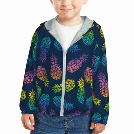 

Zeuib Retro Bright Pineapple Print Girls & Boys Sun Protection Hoodie with UPF 50+ Children’s Quick-Dry Jacket Perfect for Outdoor Activities-3 Years
