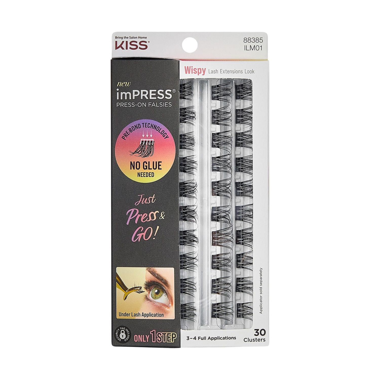 KISS ImPRESS Press-On Falsies Eyelashes Refill Pack - Wispy - 30 Lash Clusters, KISS ImPRESS Nails