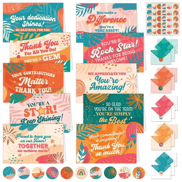 Tarjetas de Agradecimiento para Empleados Decorably Paquete de 50 con Sobres