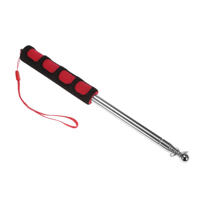 Telescopic Stainless Steel Handheld Flagpole, 25cm-1.2m Extendable, with Sponge Grip & 2 Hanging Rings, Portable for School Teaching, Tour Guiding, Parades, Stadium Events, Parties, Graduations, Red