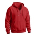 thumbnail image 5 of Resicozy Men's Quarter Zip Pullover Hoodies Half Zip Hoodie Long Sleeve Drawstring Hoodie Casual 1/4-Zip Sweatshirt with Pockets Red 3XL, 5 of 6