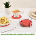 thumbnail image 6 of Haosy Set of 6 Drink Woven Coaster with Holder Heat Resistant Non-Slip Bar Coasters 4 Inches Light Red, 6 of 7