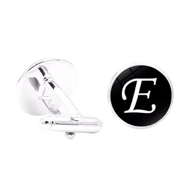 fastboy 1 Pair Men's Letter Cufflink Wedding Formal Initial Alphabet Stainless Steel Cufflink, Letter E