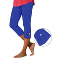 thumbnail image 2 of Women's High Rise Solid Color Capris Slim Fit Tummy Smoothing Leggings Functional Side Pockets for Yoga Gym or Daily Lounge Versatile Workout JASKFLY Blue 2XL, 2 of 8