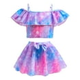 thumbnail image 5 of Gunia Girl Swimsuits Summer Child Tie Dye Prints Ruffles 3 Piece Swimwear Bikini Hat Set Beachwear Poolside Seaside,5-6 Years, 5 of 9