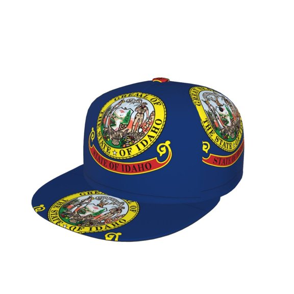 Snapback Hats For Men Women Flag Of Idaho Flat Bill Brim Baseball Cap Printed Hat