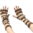 thumbnail image 2 of Arm Warmers, Women's Striped Knit Fingerless Gloves, Long Sleeve Gloves, Fashion Arm Sleeves for Women, Layering, Cold Weather, Stylish Warmth Baberdicy, Ideal for Women, 2 of 3