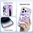 thumbnail image 5 of for iPhone 14 Pro Max Case for Women Girls, Cute Curly Wave Frame Shape Design, Solid Color Lines Water Pattern for Women, Shock-Absorbing and Fall-Resistant for iPhone 14 Pro Max 6.7"-Purple, 5 of 7