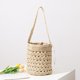 thumbnail image 2 of Bolso de playa para mujer, bolso de hombro de paja, bolso de playa de verano, bolso de cubo tejido a mano con cordón, 2 of 5
