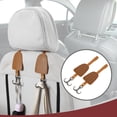 thumbnail image 3 of Ganchos para reposacabezas de coche de 2 piezas para bolsos y paraguas, organizador resistente de respaldo de asiento de coche de cuero sintético marrón claro, 3 of 7