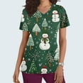 thumbnail image 2 of Women's Christmas Scrub Medical Working Uniform Tops for Women Cute Snowman Printed Scrub Shirts with Pockets, XXL, 2 of 5
