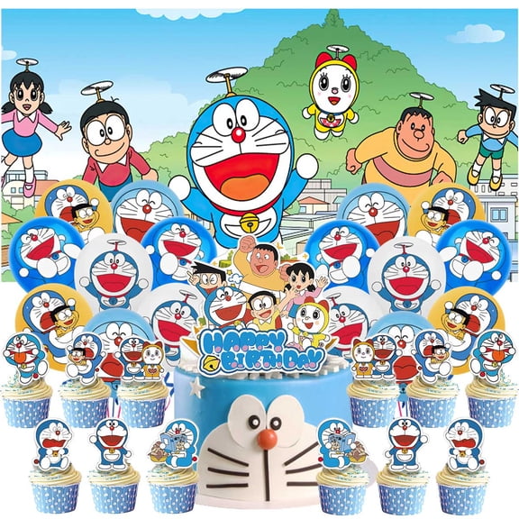 Doraemon Party Supplies Latex Balloons Decor Banner Backdrop Kit Birthday Decorations