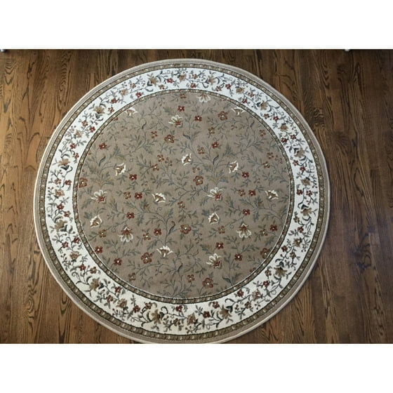 Admire Home Living Amalfi Fl Beige Round Area Rug 5 3 X Admire Home Living Amalfi Fl Beige Round Area Rug 5 3