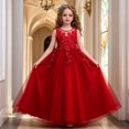 thumbnail image 2 of Glisme Little Girls Dress Solid Color Sleeveless Crew Neck Performance Formal Princess Girls Dresses, 2 of 9