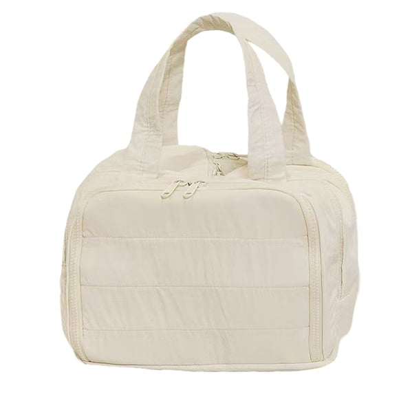 Bewildely Bolsa de almacenamiento de maquillaje de nailon de gran capacidad y bien organizada que evita la confusión con el maquillaje. Almacenamiento y organización del hogar Blanquecino