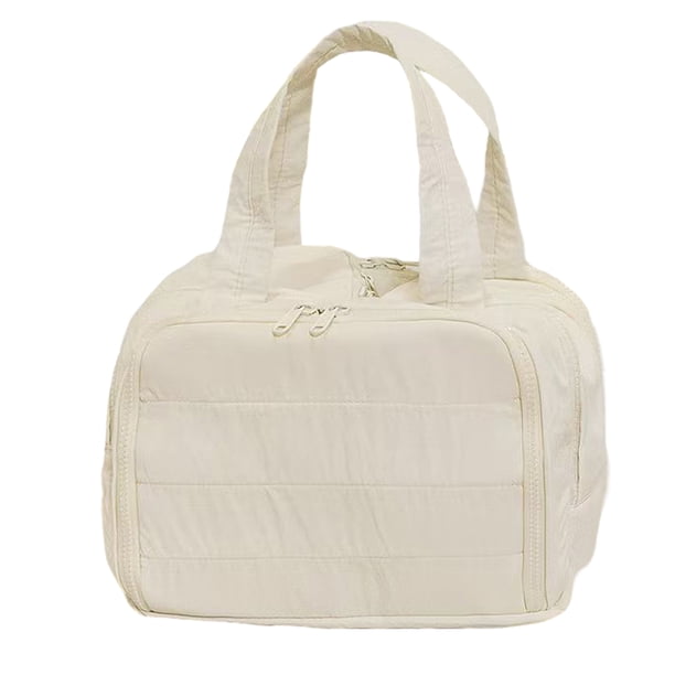Matsuzay Bolsa de almacenamiento de nailon con separador de maquillaje, desplegada por ambos lados para una fácil visualización, lo que la Almacenamiento y organización del hogar Blanquecino