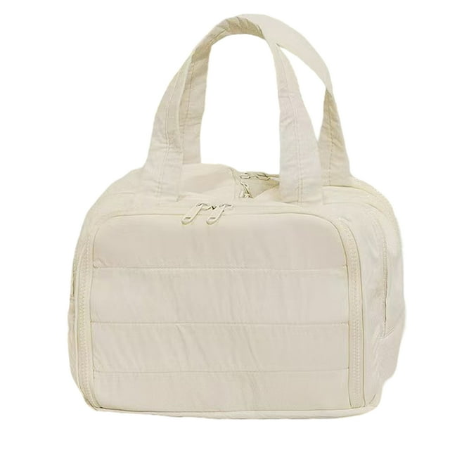 Naiovety Bolsa de maquillaje de gran capacidad y bien organizada que evita confusiones con 4 compartimentos. Almacenamiento y organización del hogar Blanquecino