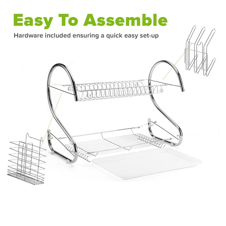 Godboat Dish Drying Rack with Drainboard, 2-Tier Macao