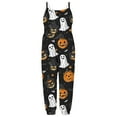 thumbnail image 5 of Odeerbi Toddler Girls Halloween Sleeveless Jumpsuit Strap Romper Kids Comfortable Cute Halloween Print Suspenders Leisure Long Pants Toddler Clothes Black, 5 of 6