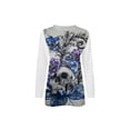 thumbnail image 5 of DYMADE Women Halloween Skulls Printed Loose Round Neck Long Sleeve T-shirt Top, 5 of 5