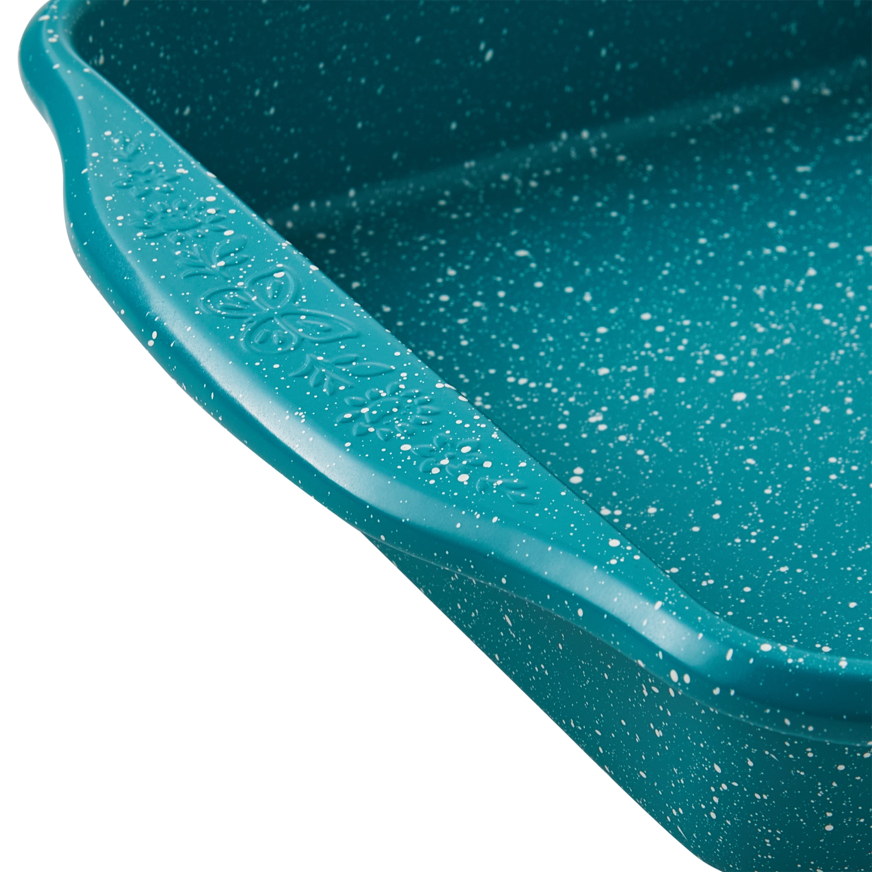 (3 pack) The Pioneer Woman Teal Speckle Timeless 8-inch Nonstick Aluminized Steel Square Cake Pan