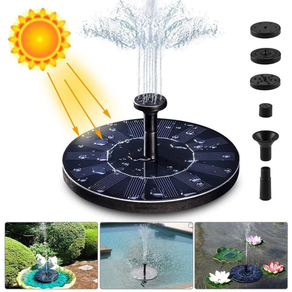 Solar Fountain Pump, CFWQH Solar Fountain for Bird Bath Free Standing Floating Water Fountain with 7 Nozzles Solar Powered Fountain Pump for Bird Bath, Garden, Pond, Pool, Outdoor