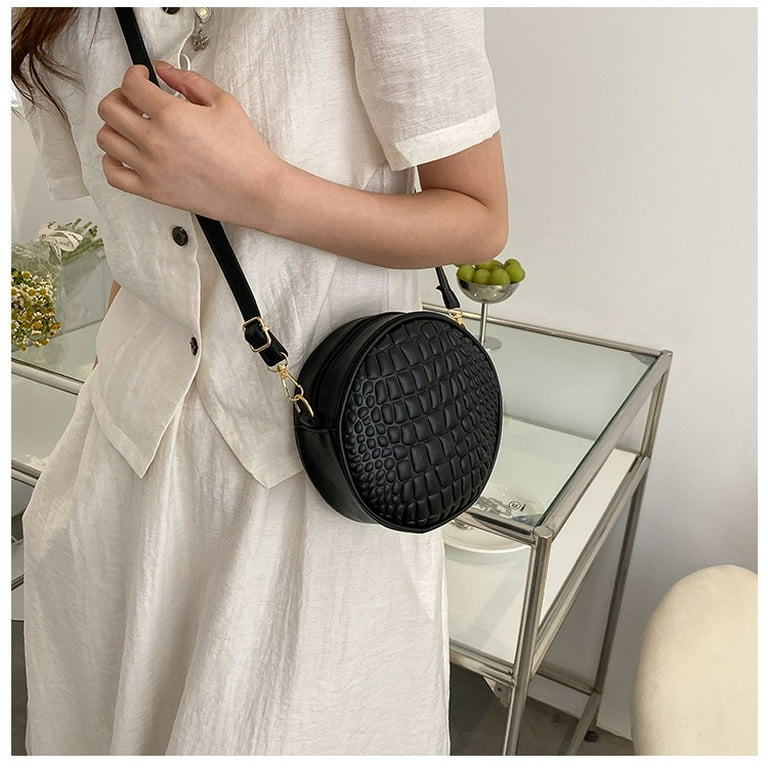 Small Round Leather Circle Crossbody Bag