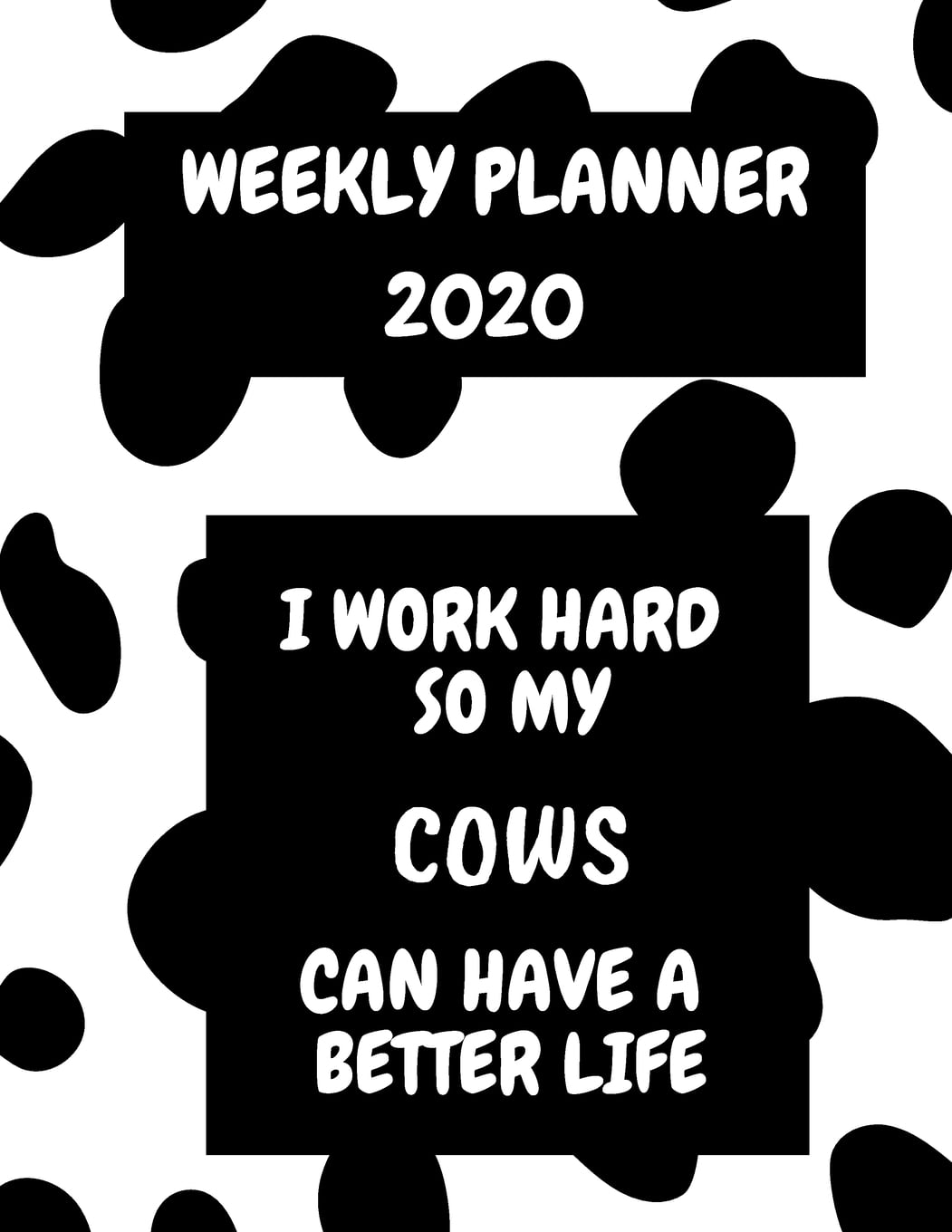 Cow Weekly Planner 2020 Cow Print Gift Ideas For Men & Women Cool