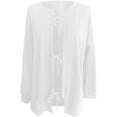 thumbnail image 4 of Fiaer Casual Loose Long Sleeve Cardigan Sweaters For Women Solid Color Drawstring Belted Comfortable Crew Neck Tops For Daily White XXL, 4 of 4