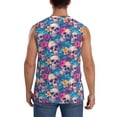 thumbnail image 4 of Pofeuu Skull blue leaf Print Men's Muscle T-Shirt, Sleeveless, Muscle Tank, Classic Muscle Tee Top For Men Casual Sleeveless Muscle T-Shirt Trendy Clothes-Large, 4 of 7