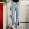 thumbnail image 2 of TAIAOJING Women High Waisted Wide Leg Jeans Fashionable And Elegant Summer Lightweight Floral Print Slit Denim Like Pants, 2 of 8