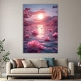 thumbnail image 6 of Mudket Pink Lotus Cherry Blossom Sunset Canvas Wall Art, Framed Ready to Hang, Floral Landscape Wall Decor for Living Room Bedroom - 12"L x 8"W, 6 of 10