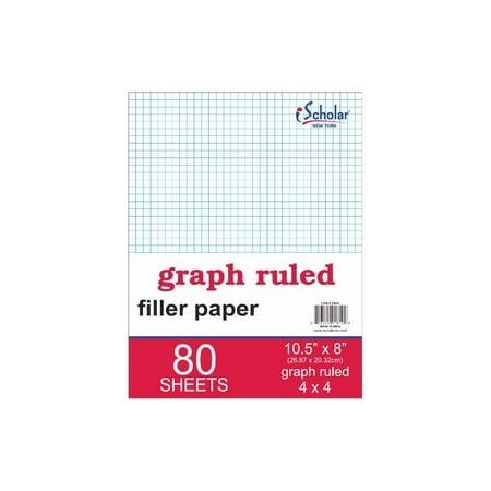 ischolar 24844 quad filler paper 4 squares per 10 5 x 8 80 sheets