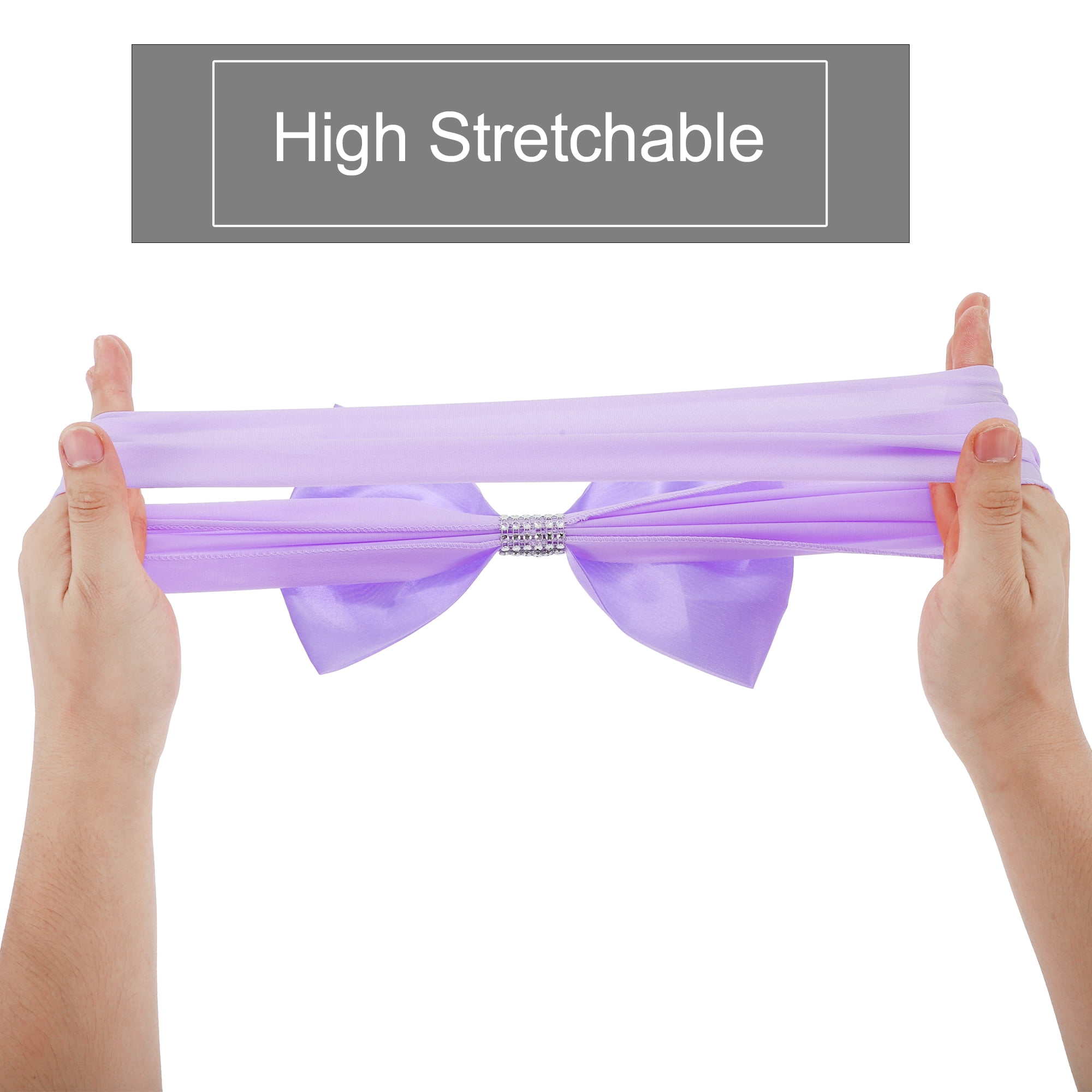 Unique Bargains 10 Pcs Chair Sashes Bow Stretch Chair Cover Band Light Purple