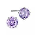 thumbnail image 2 of Sterling Silver Plated Ear Stud Round Cz Cubic Zircon Earrings Posts 4Mm 6Mm E35, 2 of 3