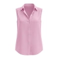 thumbnail image 5 of GZWYHT Women's Sleeveless Button Down Shirts Wrinkle Free Solid Business Casual Blouses for Women Office Work Tops Button Up Office Clothes Pink XL, 5 of 5